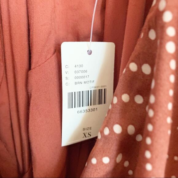 Anthropologie Ruffle Sleeve Printed Wrap Maxi Dress XS Brown NWT - Picture 7 of 10